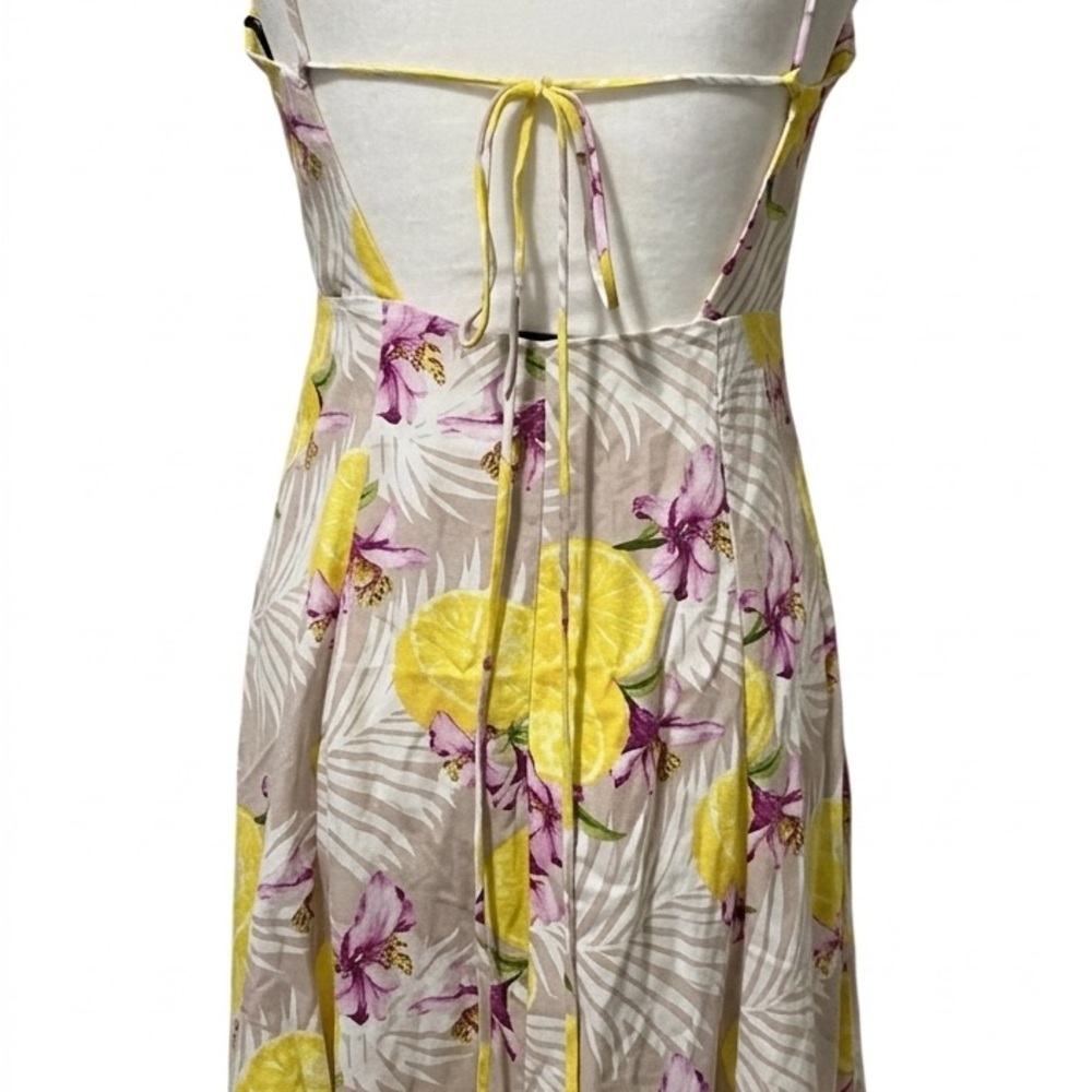 Lemon Floral Midi Linen Blend Dress - Picture 8 of 13